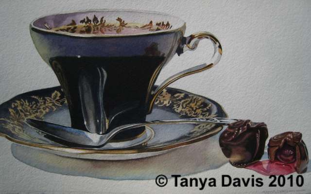 Black Aynsley Teacup w/ Chocolate Covered Cherries