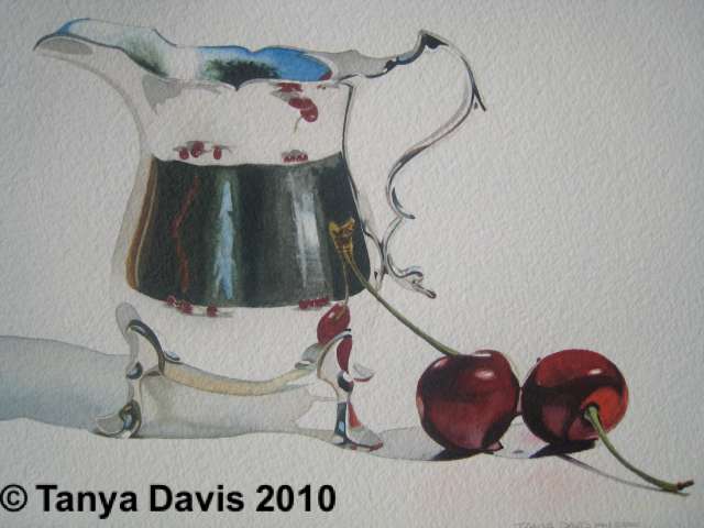 Footed Silver Creamer w/ Cherries