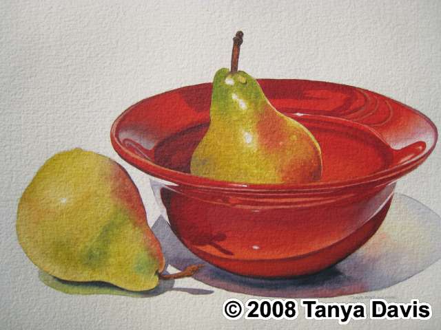Red Bowl with Pears