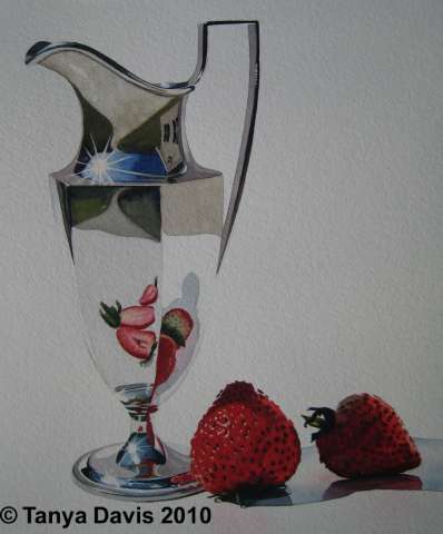Silver Creamer with Strawberries