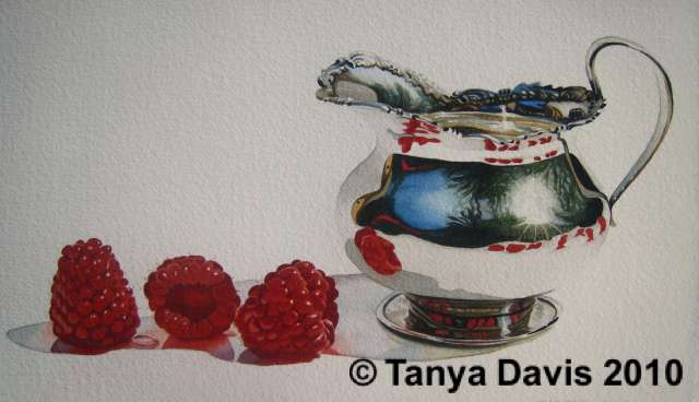 Small Silver Creamer with Raspberries