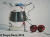 Footed Silver Creamer w/ Cherries