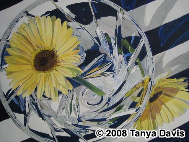 Cut Glass with Stripes and d]Daisies