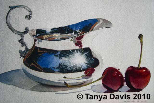 Small Silver Creamer with Two Cherries