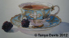 Blue Teacup with Blackberries